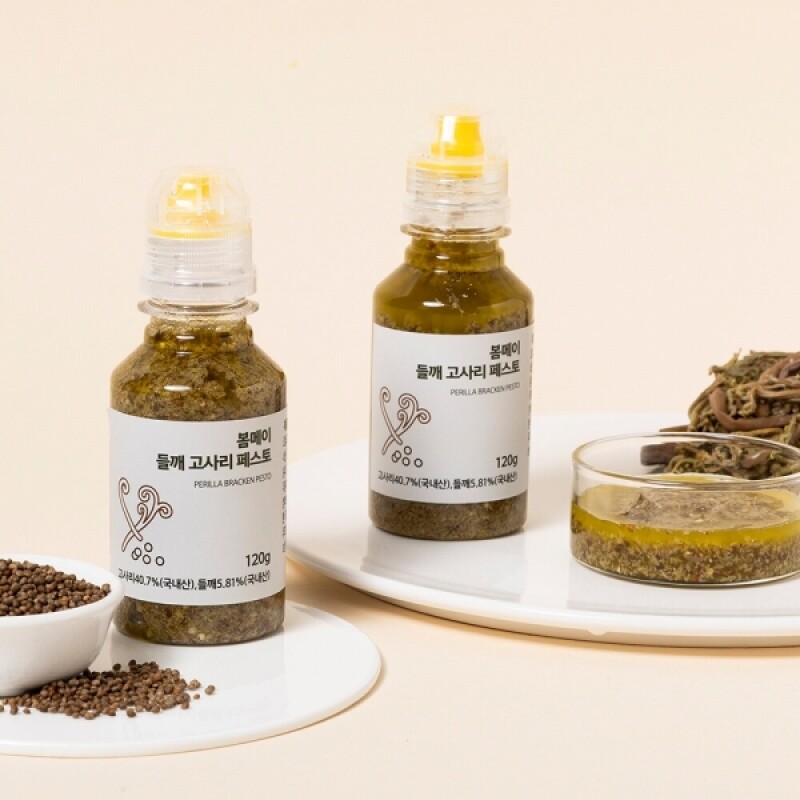 강원더몰,봄메이 짜먹는 페스토 120g 참나물 들깨고사리 토마토당근 바질토마토 4종 택1